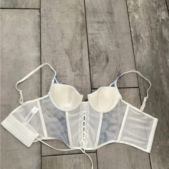 Glassons White and Blue Lace Bustier size 6like new #27-28 - Picture 3 of 4